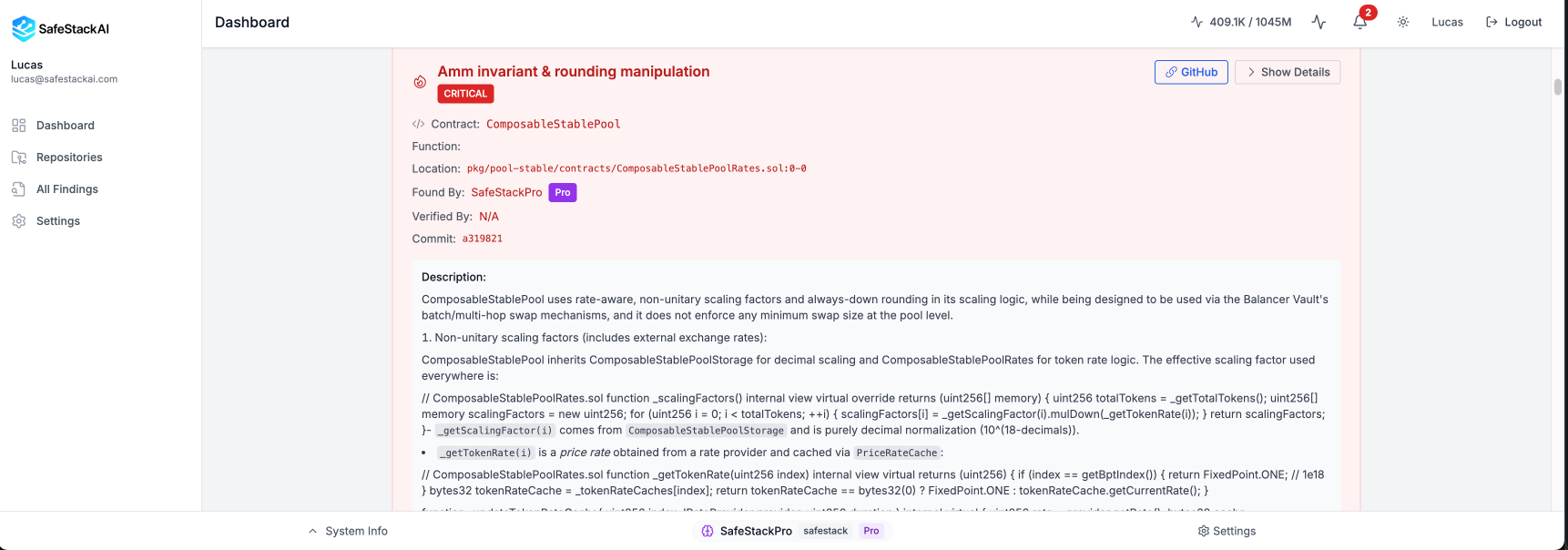 SafeStackAI Critical Finding
